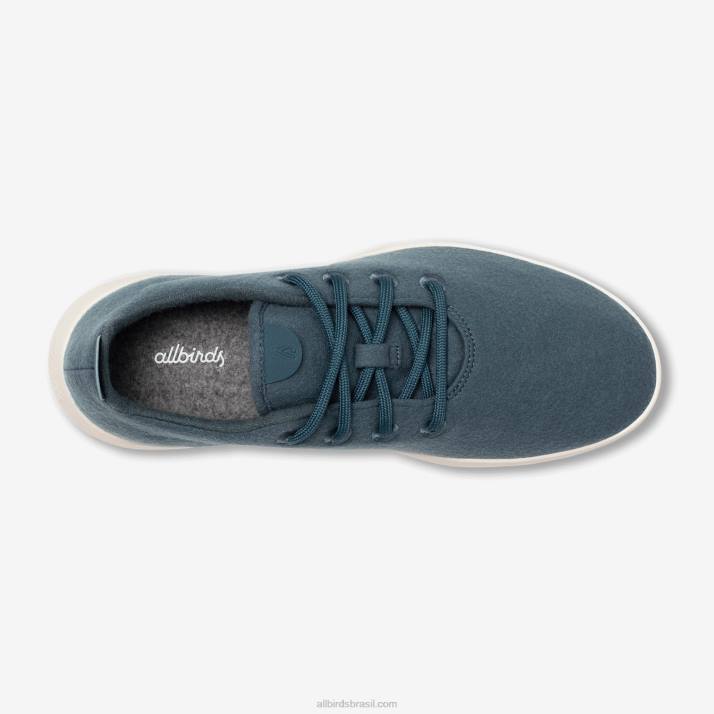 corredores de lã masculinos 884J31 azul-petróleo calmo (sola branca natural) Allbirds - Image 5