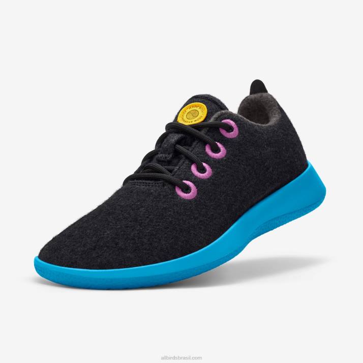 corredores de lã smallbirds - crianças grandes 884J262 preto natural (sola verde-azulado prosperar) Allbirds - Image 1
