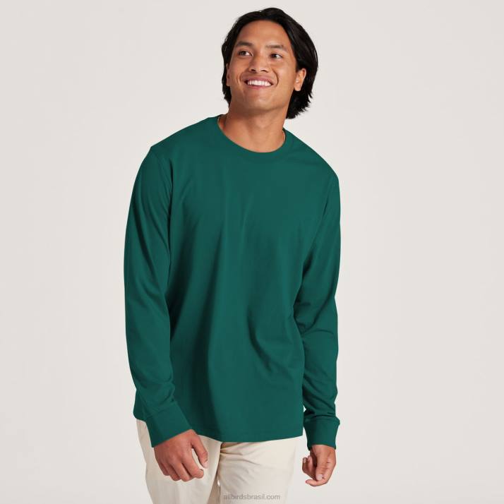 t-shirt de manga comprida de algodão allgood para homem 884J140 esmeralda profunda Allbirds - Image 1