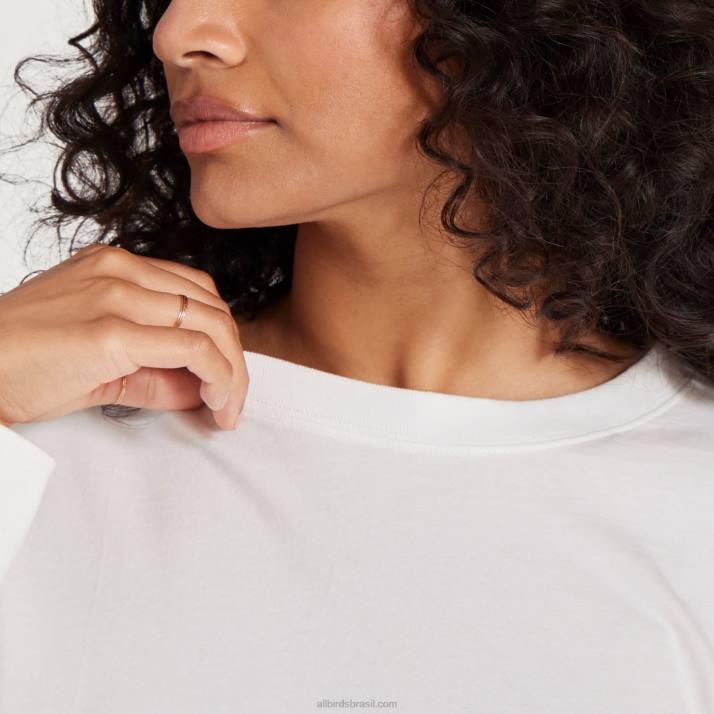 t-shirt de manga comprida de algodão allgood para mulher 884J220 nevasca Allbirds - Image 3